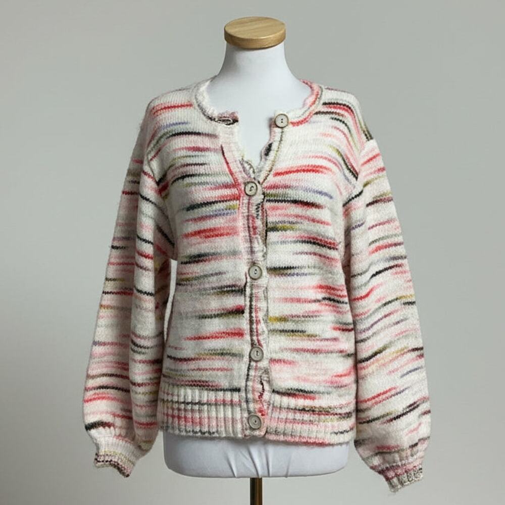 Crosby by Mollie Burch white multi-color Colson cardigan, size S
